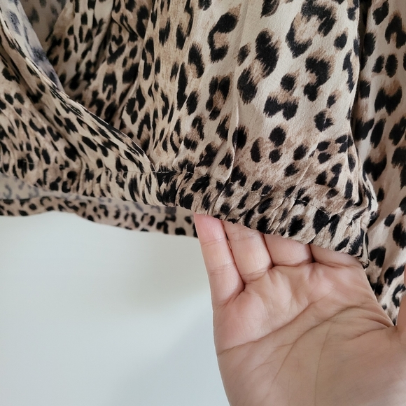 Sanctuary Leopard Animal-print Boho Retro‎ Wrap V neck Blouse Top S - Picture 7 of 9